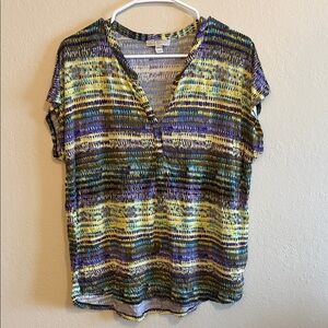 Dana Buchman Yellow and Purple Striped Blouse
